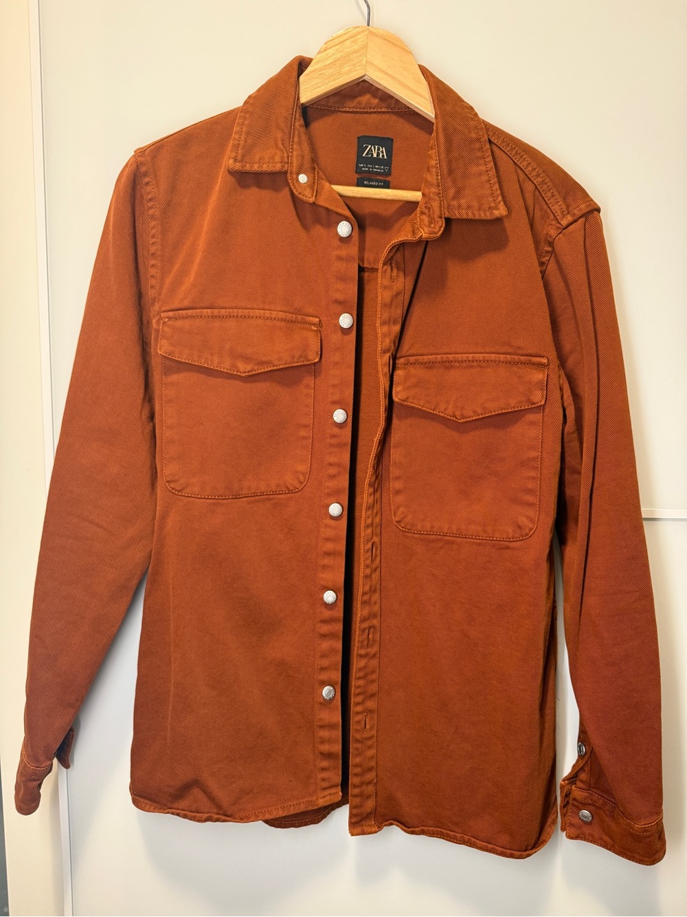 Zara Cotton Rust Lightweight Shirt Jacket